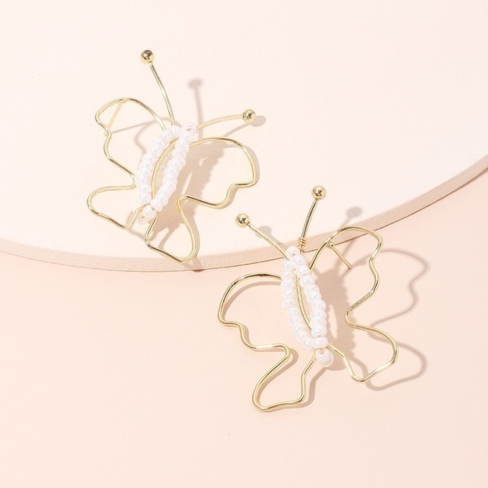 3/$30 š Abstract Beaded Butterfly Earrings